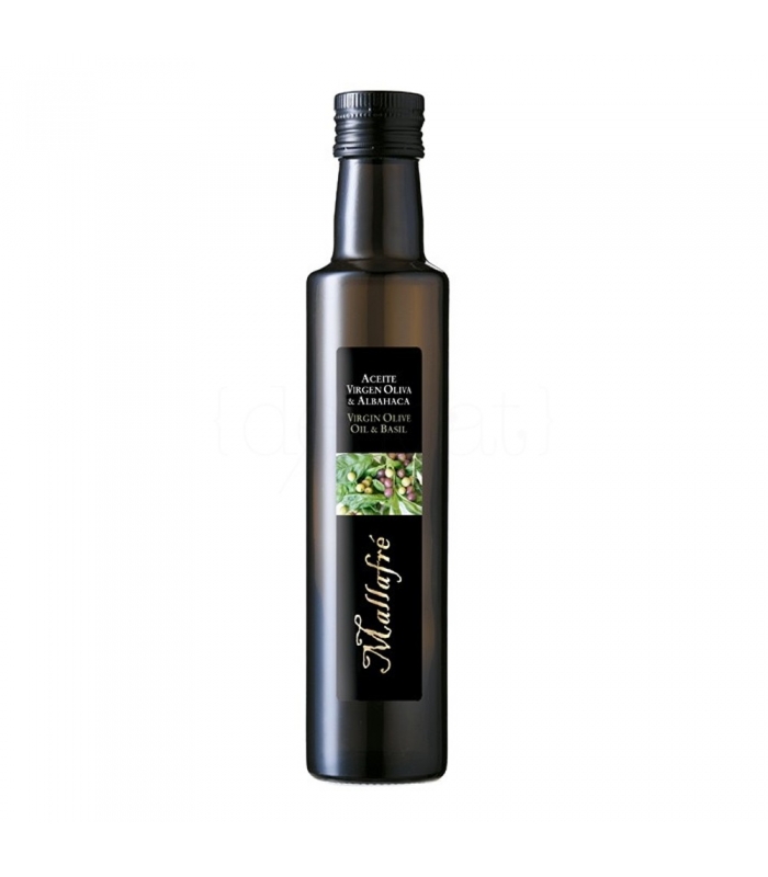 Aceite de oliva virgen con Albahaca 250ml. Mallafré. 12un. Delicat Gourmet